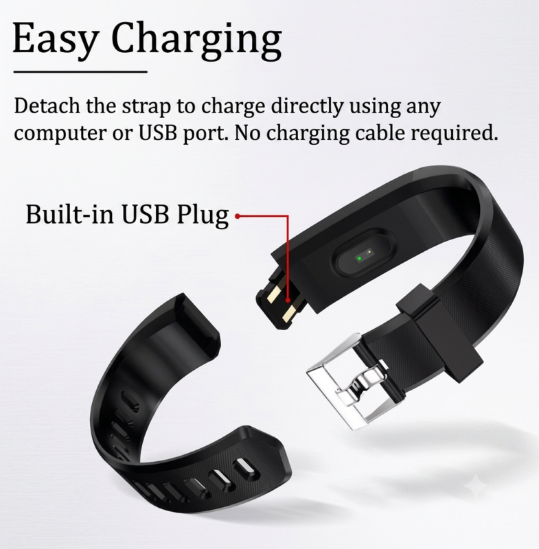 Smart Watch Belt with Easy USB Charging Plug